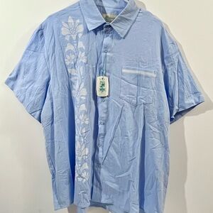 Royaura Men's size 2Xl Sky Blue Hawaiian Short Sleeve Shirt